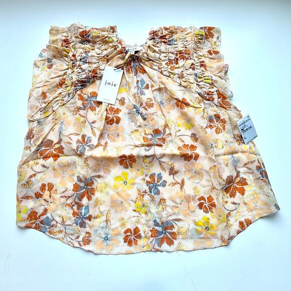 NWT Joie Silk top “Tezza” in apricot with flower prints size 2X - Picture 7 of 11